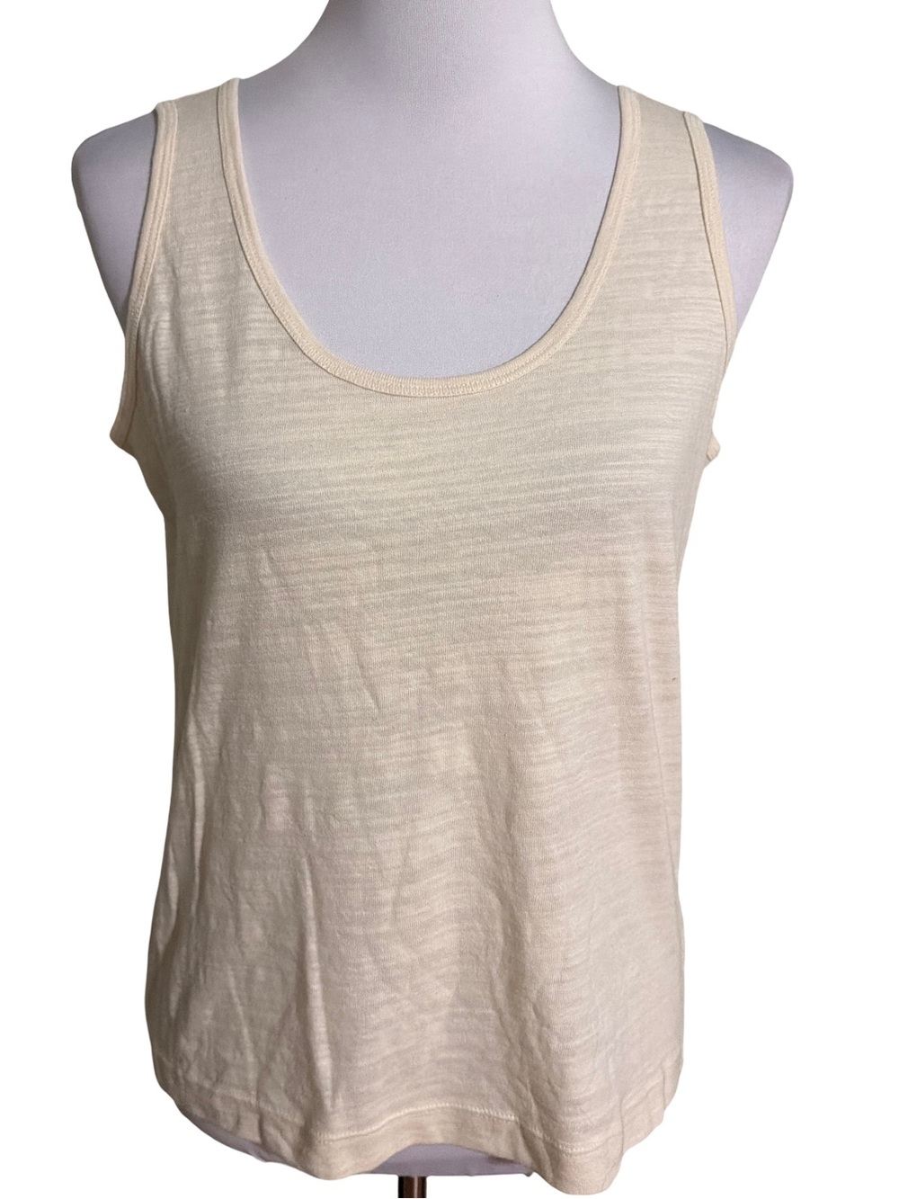 Chico's Cream Cotton Scoop Neck Tank Size 1